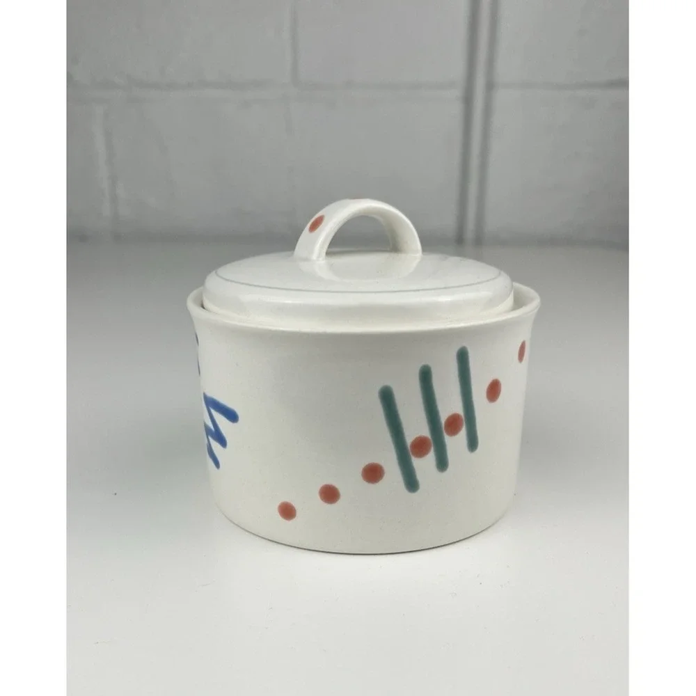 Mikasa Studio Craft CAD 94 Acrylics Sugar Bowl 90s Y2K Memphis Post Modern Swirl
